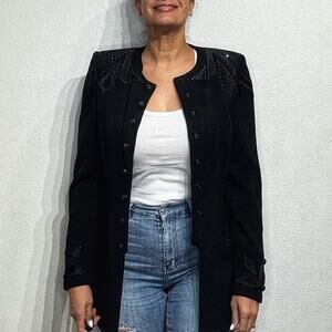 St. John Evening Black Beaded Embellished Vintage Blazer Sz 8